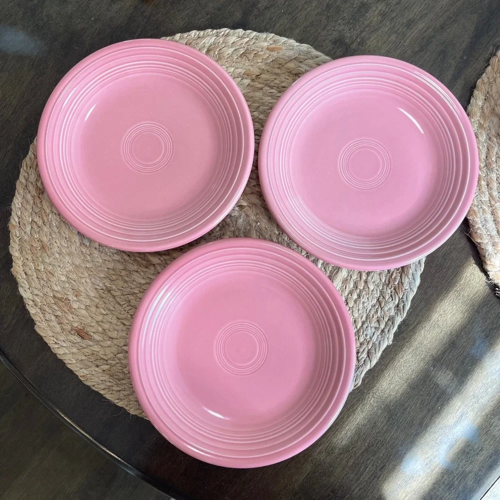 Fiesta Rose Pink 9 Piece Dinnerware Set 3 Dinner 3 Salad Plates 3 Cereal Bowls